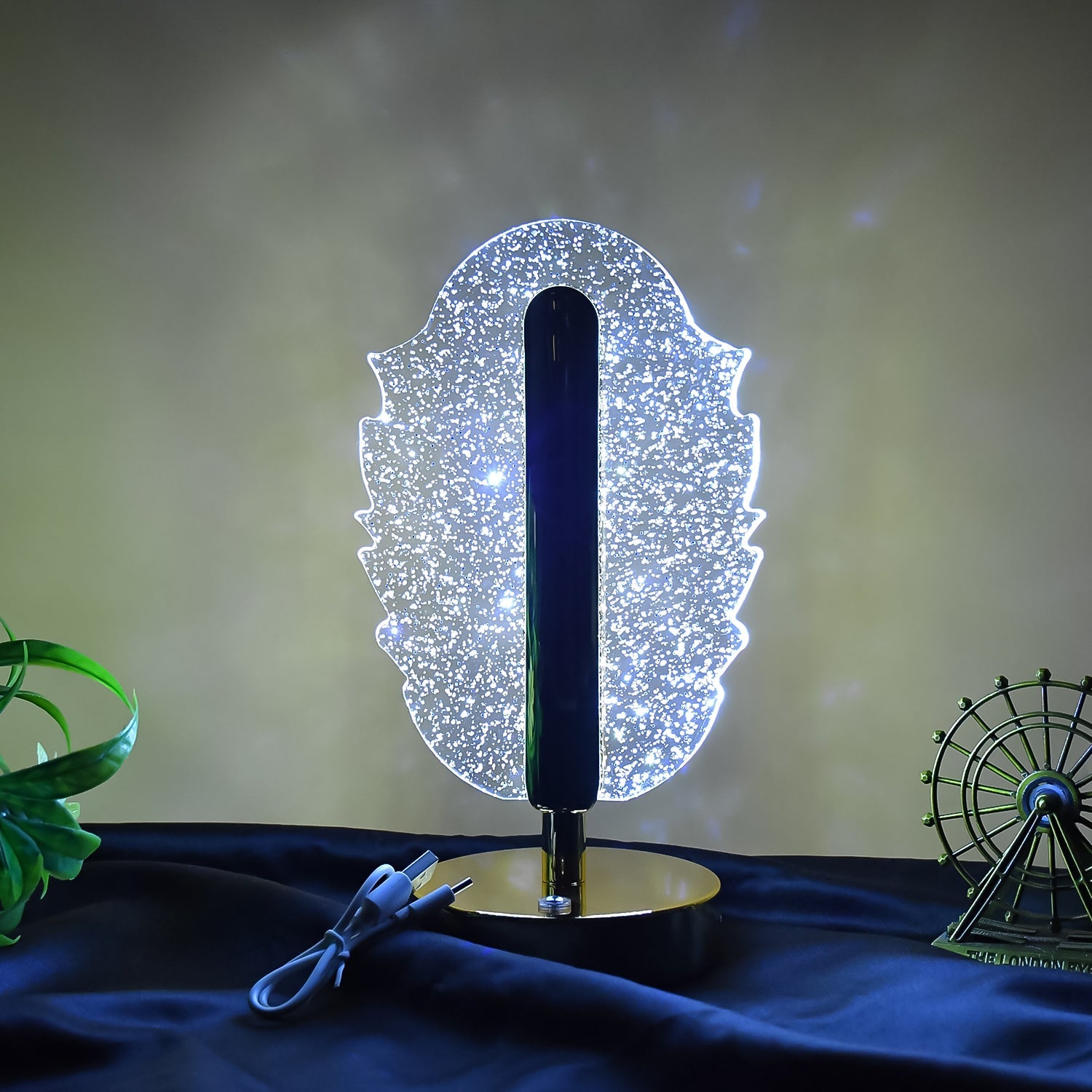 Elegant Feather Shape Crystal Table Lamp (1 Pc) Elegant Feather Shape Crystal Table Lamp (1 Pc)
